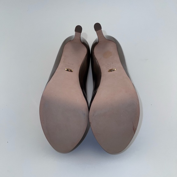 BNIB Sergio Rossi Mirror Platform Peep Toe Pumps Size 38.5 Metallic Silver Gold - Picture 7 of 8